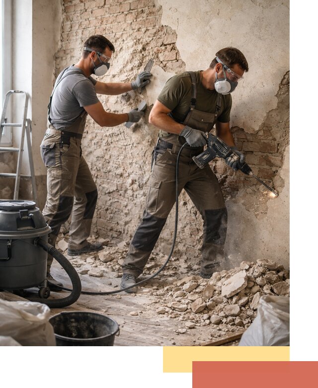 Демонтаж штукатурки со стен в Дивногорске быстро и аккуратно