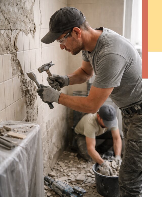 Демонтаж плитки со стен в Дивногорске от 859 руб. — быстро и недорого | ОТДЕЛОЧНИК-Двн