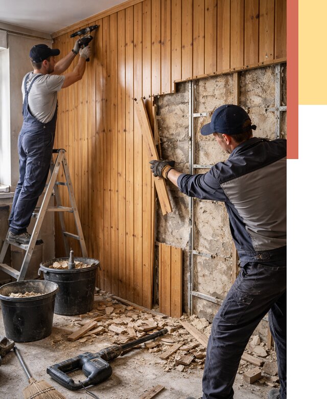 Демонтаж вагонки со стен в Дивногорске от 1466 руб. — снятие, удаление, срочно | ОТДЕЛОЧНИК-Двн