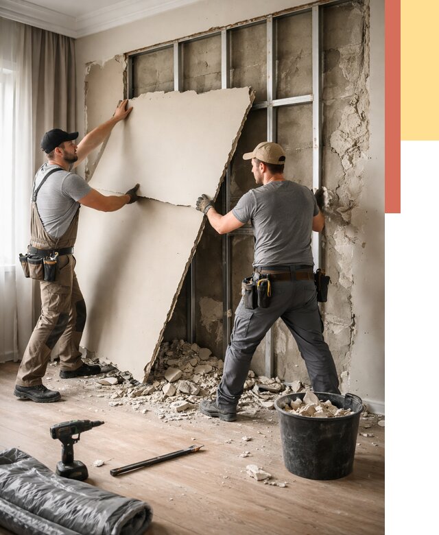 Демонтаж гипсокартона со стен в Дивногорске от 354 руб. — услуги демонтажа | ОТДЕЛОЧНИК-Двн