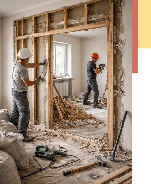 Демонтаж деревянных перегородок в Дивногорске от 3235 руб. — быстро и недорого | ОТДЕЛОЧНИК-Двн