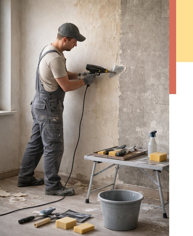 Очистка стен от клея в Дивногорске от 1870 руб. — снятие и удаление клея со стен | ОТДЕЛОЧНИК-Двн