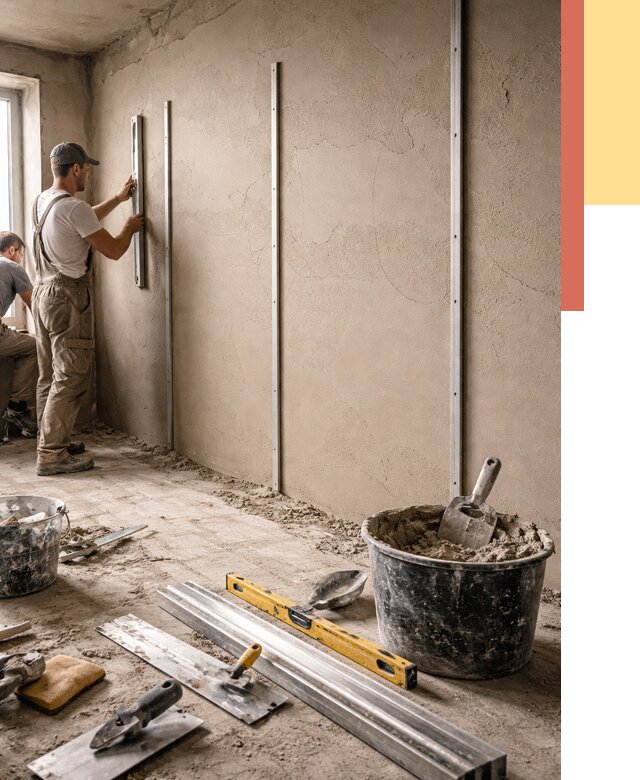 Штукатурка стен по маякам в Дивногорске от 5561 руб./м² — выравнивание под ключ | ОТДЕЛОЧНИК-Двн