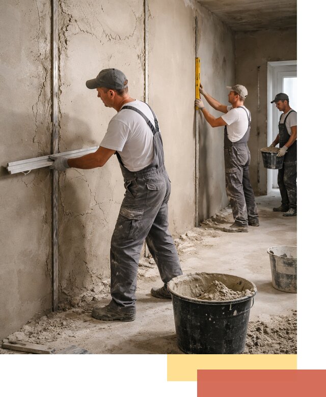 Штукатурка стен по маякам в Дивногорске — точная и ровная поверхность