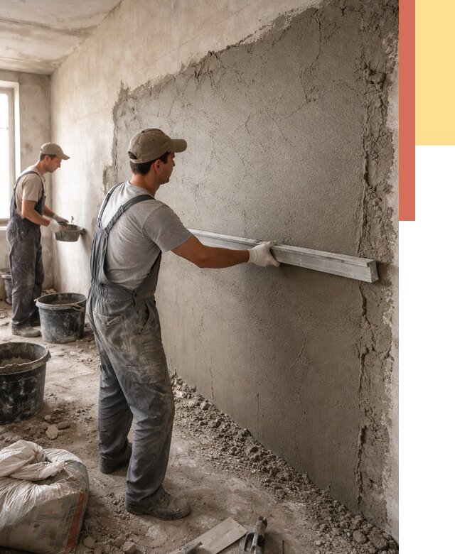 Цементная штукатурка стен в Дивногорске от 4550 руб/м2 — быстро и недорого | ОТДЕЛОЧНИК-Двн