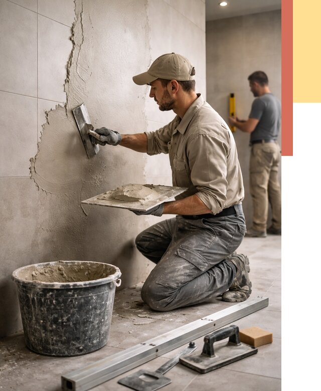 Штукатурка стен в ванной в Дивногорске от 4550 руб./м² — выравнивание под ключ | ОТДЕЛОЧНИК-Двн