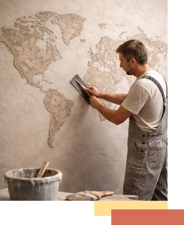 Декоративная штукатурка «Карта мира» под ключ в Дивногорске