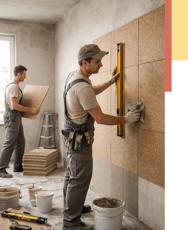 Монтаж пробковых панелей на стены в Дивногорске от 3539 руб. — ОТДЕЛОЧНИК-Двн