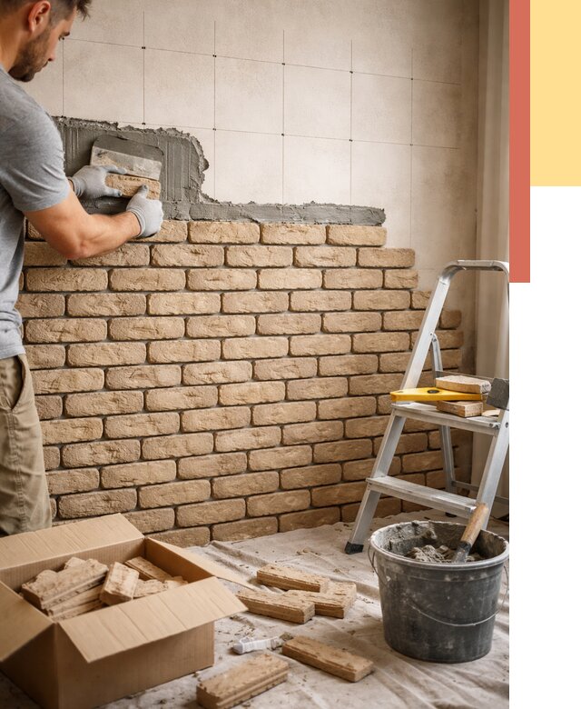 Монтаж декоративного кирпича в Дивногорске от 3235 руб./м² — быстро и недорого | ОТДЕЛОЧНИК-Двн