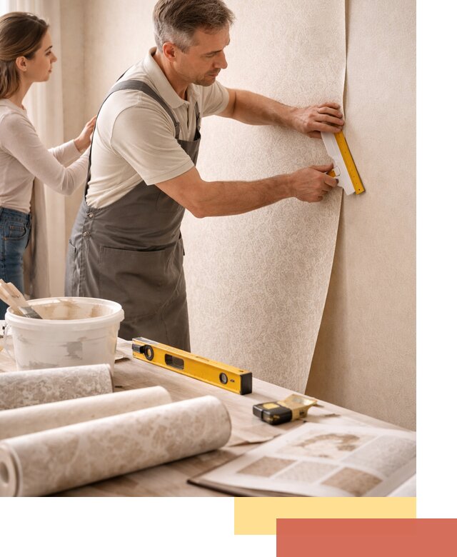 Поклейка обоев с подбором рисунка в Дивногорске