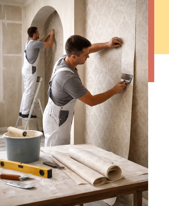 Поклейка обоев на сложные стены в Дивногорске от 2831 руб. под ключ | ОТДЕЛОЧНИК-Двн