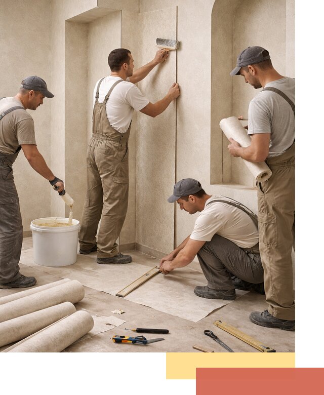 Поклейка обоев на сложные стены и неровные поверхности в Дивногорске