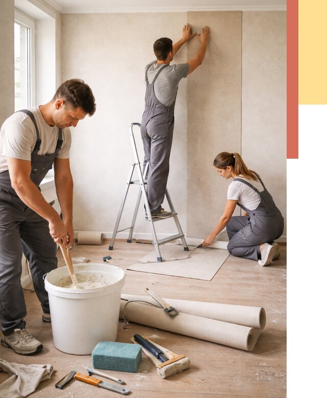 Оклейка стен обоями в Дивногорске от 3539 руб/м2 — быстро и недорого | ОТДЕЛОЧНИК-Двн