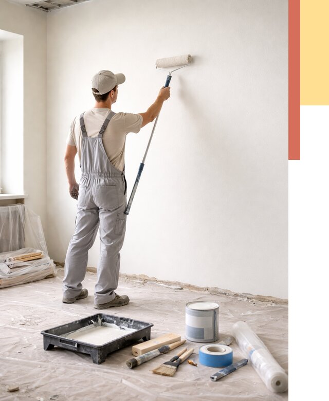 Покраска стен водоэмульсионной краской в Дивногорске от 455 руб. за м² | ОТДЕЛОЧНИК-Двн