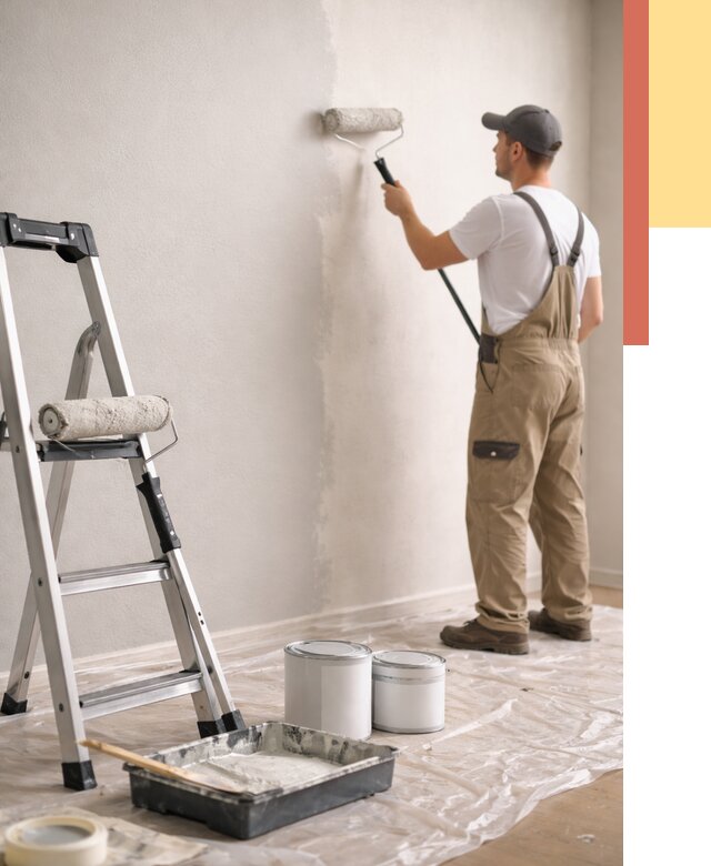 Покраска стен латексной краской в Дивногорске от 4550 руб. за м2 | ОТДЕЛОЧНИК-Двн