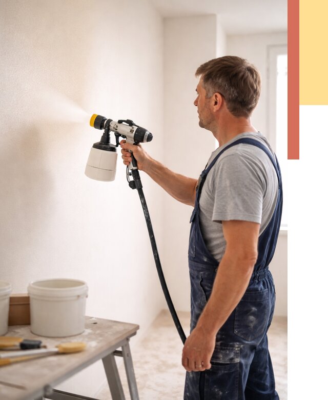 Покраска стен краскопультом в Дивногорске от 7583 руб. — механизированная покраска | ОТДЕЛОЧНИК-Двн