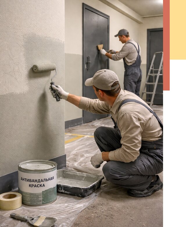 Покраска стен антивандальной краской в Дивногорске от 4550 руб./м² под ключ | ОТДЕЛОЧНИК-Двн