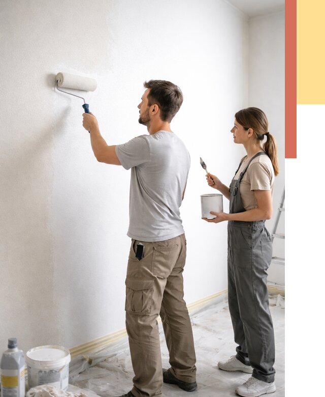 Окраска стен по стеклохолсту в Дивногорске от 4550 руб/м² под ключ | ОТДЕЛОЧНИК-Двн