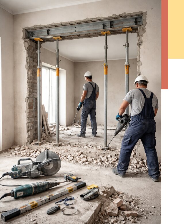 Прорезка проема в стене в Дивногорске от 4550 руб. — быстро и недорого | ОТДЕЛОЧНИК-Двн