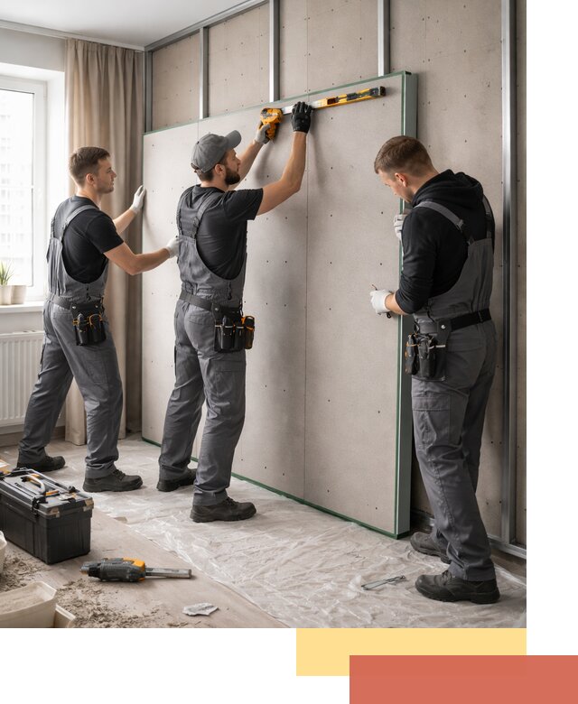 Шумоизоляция стен панелями ЗИПС в Дивногорске для жилых и коммерческих помещений