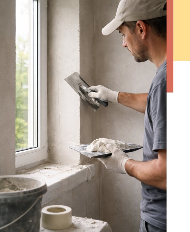 Штукатурка откосов в Дивногорске от 4550 руб/м² — услуги и выравнивание под ключ | ОТДЕЛОЧНИК-Двн