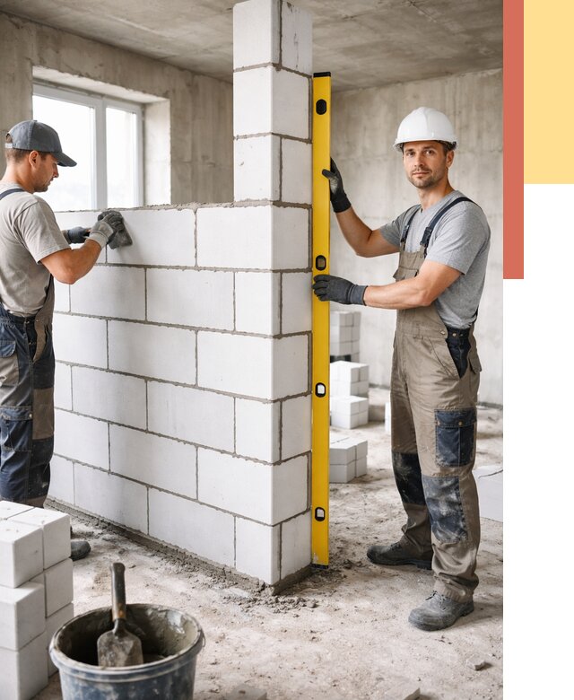 Кладка перегородок из пеноблока в Дивногорске от 1820 руб. под ключ | ОТДЕЛОЧНИК-Двн