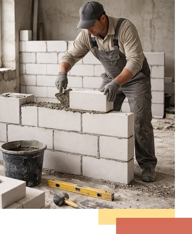 Кладка перегородок из силикатного блока в Дивногорске