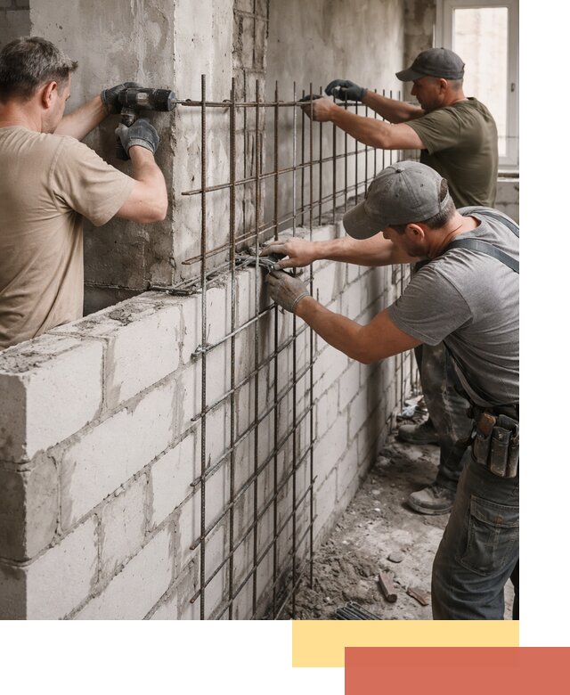Армирование кладки перегородок в Дивногорске профессионально и надёжно