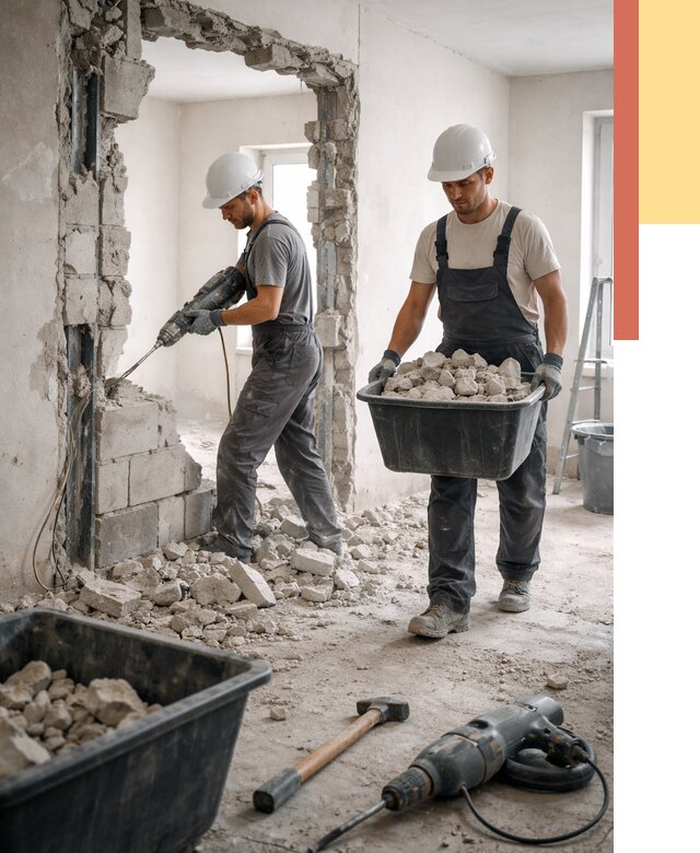 Демонтаж блоковых перегородок в Дивногорске от 3791 руб. — быстро и недорого | ОТДЕЛОЧНИК-Двн