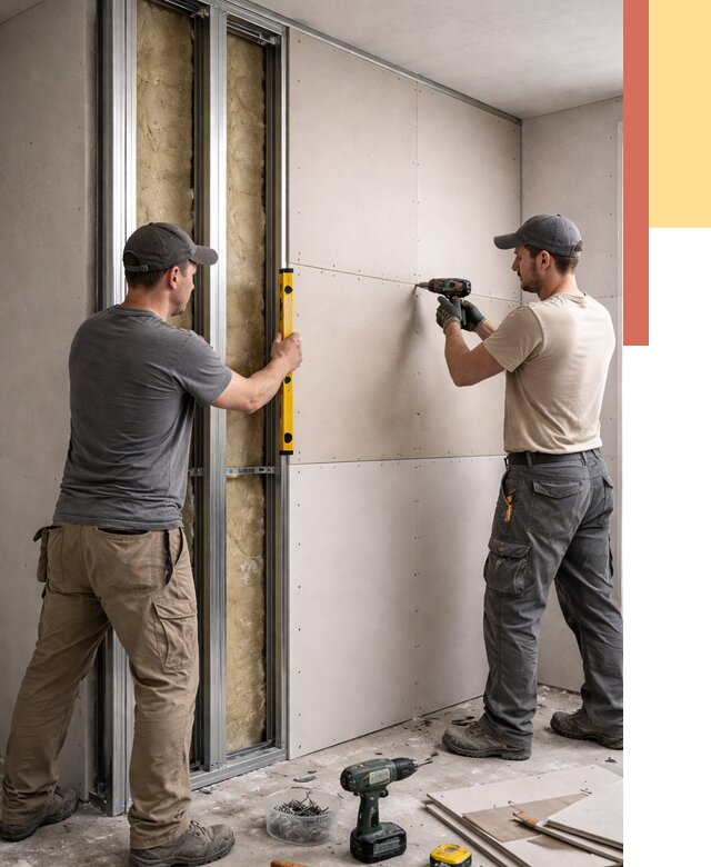 Монтаж двухслойной перегородки из гипсокартона в Дивногорске от 1466 руб. | ОТДЕЛОЧНИК-Двн