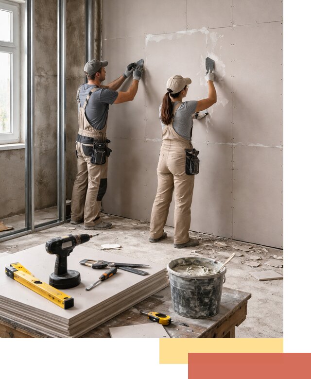 Монтаж двухслойной перегородки из гипсокартона в Дивногорске