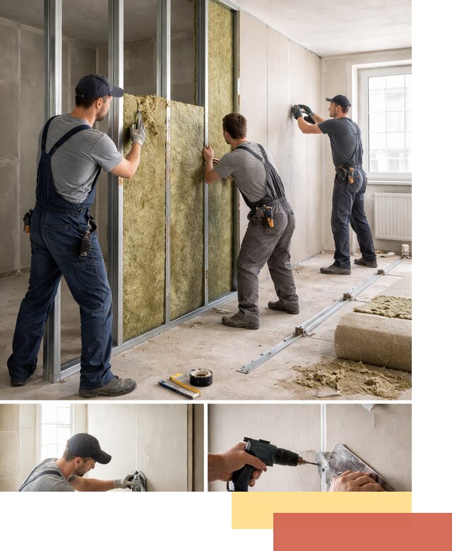 Перегородка из гипсокартона с шумоизоляцией в Дивногорске — монтаж под ключ