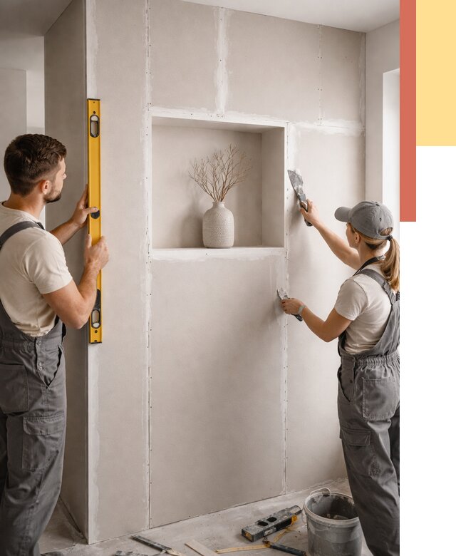 Перегородка из гипсокартона с нишей в Дивногорске от 3286 руб. под ключ | ОТДЕЛОЧНИК-Двн