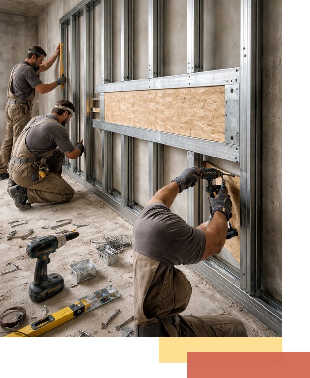 Усиленная перегородка для крепления тяжёлых конструкций в Дивногорске