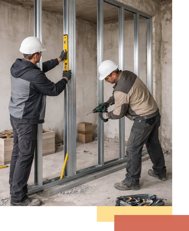 Монтаж каркаса перегородки из профиля в Дивногорске