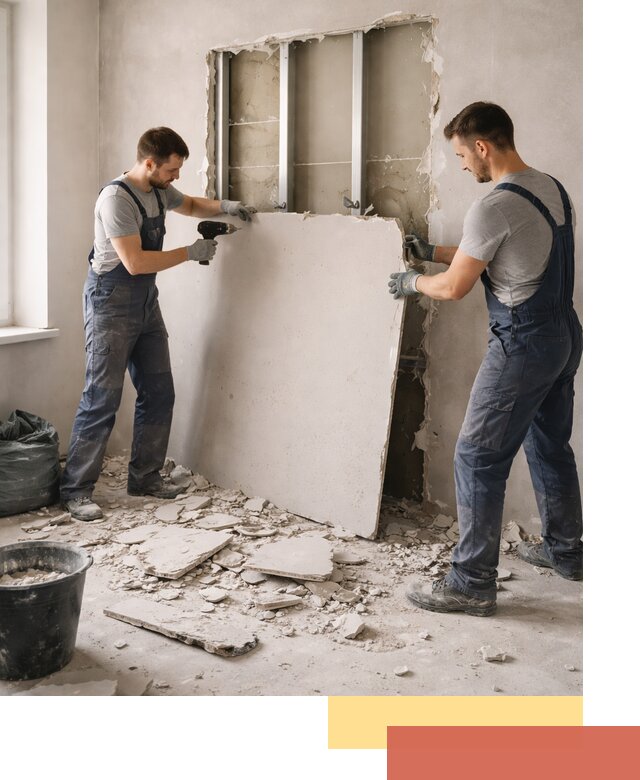 Демонтаж перегородки из гипсокартона в Дивногорске быстрый и аккуратный