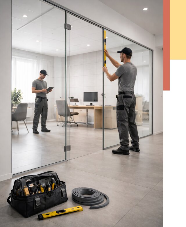 Цельностеклянные перегородки под ключ в Дивногорске от 9605 руб. — монтаж и цены | ОТДЕЛОЧНИК-Двн