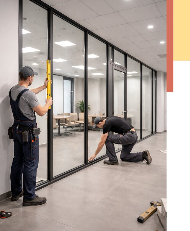 Каркасные стеклянные перегородки в Дивногорске под ключ от 9301 руб. | ОТДЕЛОЧНИК-Двн