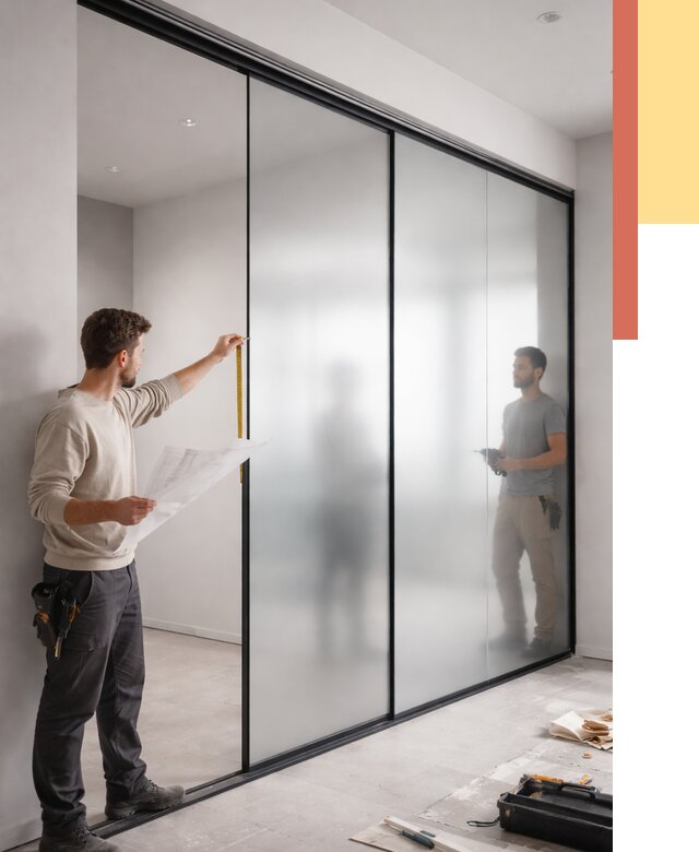 Матовые стеклянные перегородки в Дивногорске от 8594 руб. — монтаж и установка | ОТДЕЛОЧНИК-Двн