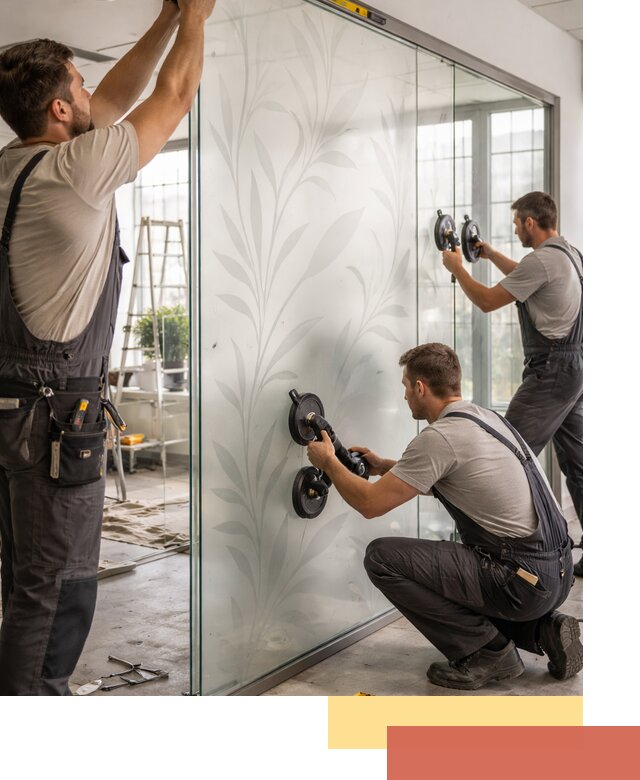 Стеклянные перегородки с рисунком на заказ в Дивногорске