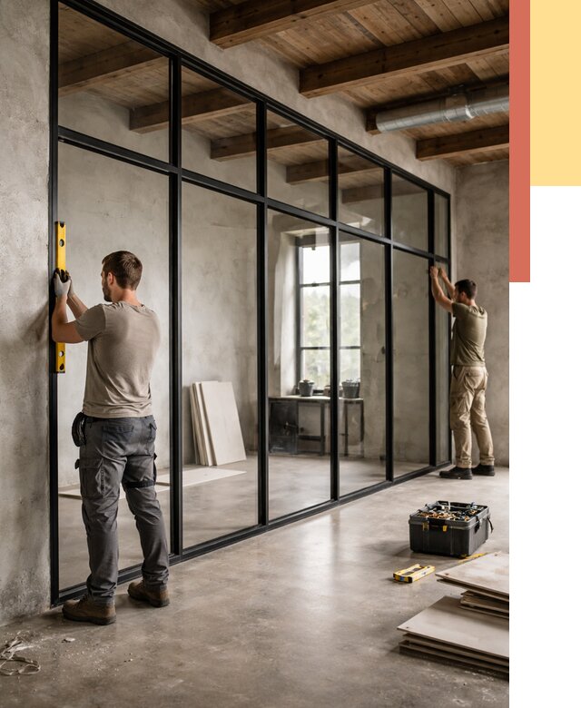 Стеклянные перегородки лофт в Дивногорске от 10616 руб. под ключ | ОТДЕЛОЧНИК-Двн