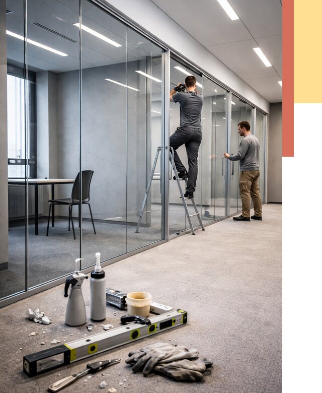 Стеклянные офисные перегородки в Дивногорске от 8594 руб. — монтаж и установка | ОТДЕЛОЧНИК-Двн