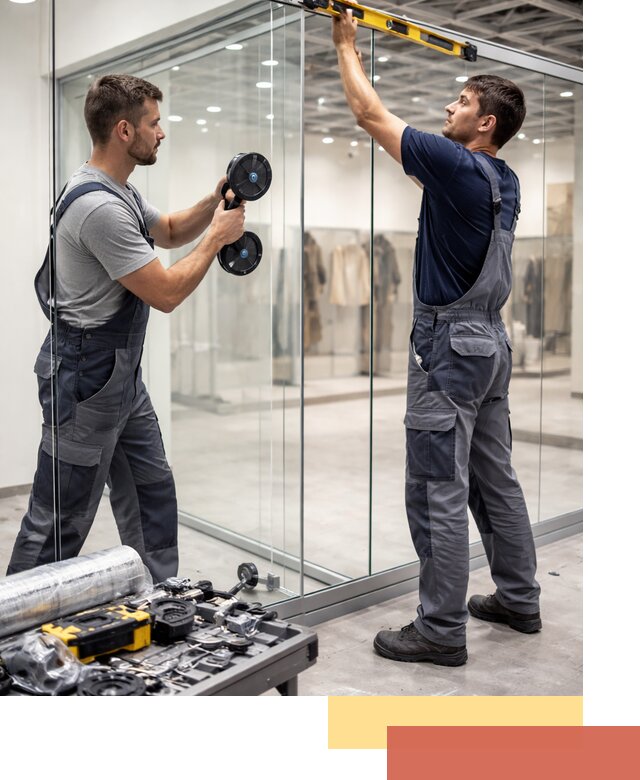 Стеклянные перегородки для магазинов в Дивногорске — монтаж и установка