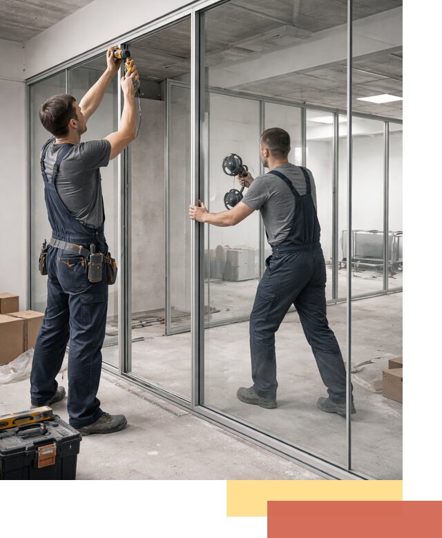 Алюминиевые перегородки со стеклом в Дивногорске — изготовление и монтаж