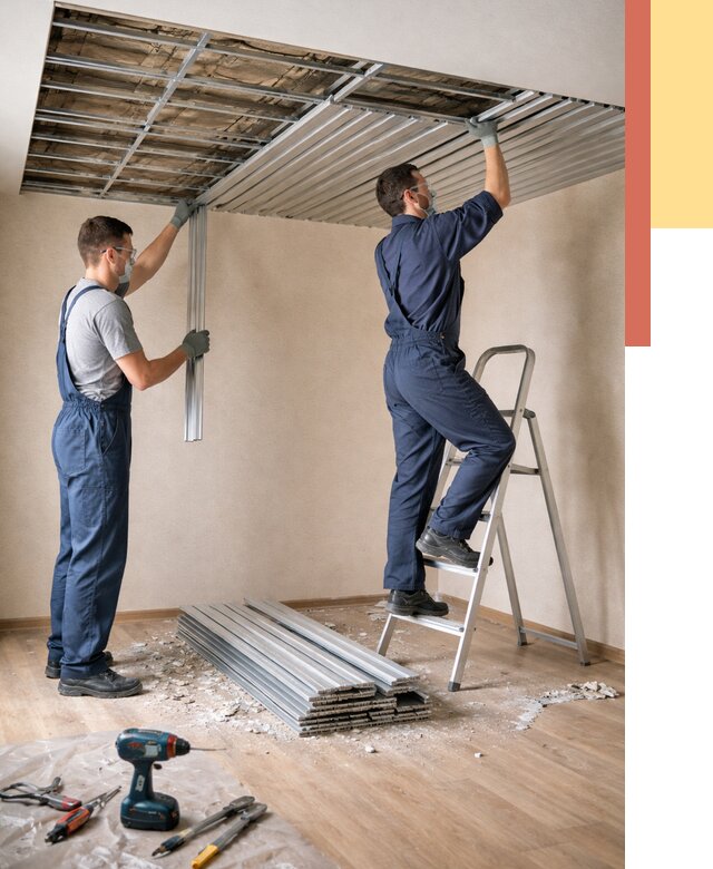 Демонтаж реечного потолка в Дивногорске от 4550 руб. быстро и недорого | ОТДЕЛОЧНИК-Двн