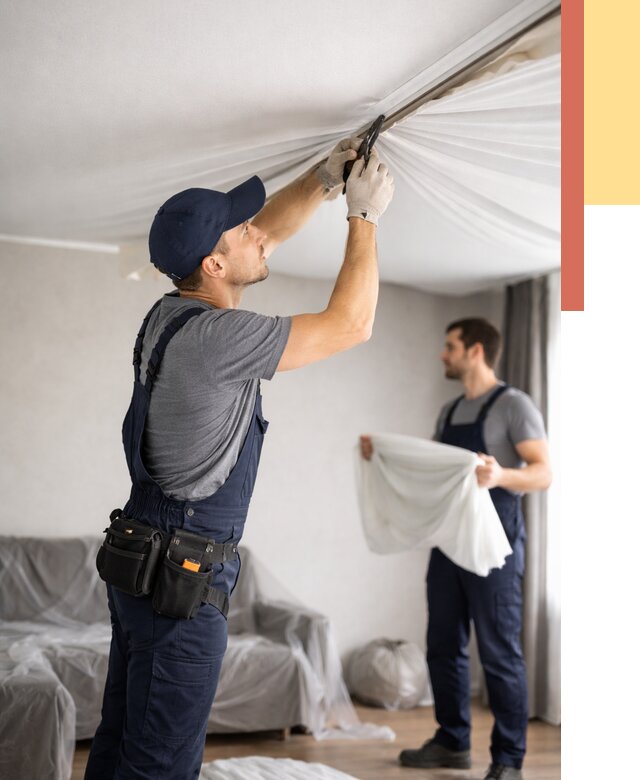 Демонтаж натяжного потолка в Дивногорске от 4550 руб. — снятие и разбор под ключ | ОТДЕЛОЧНИК-Двн