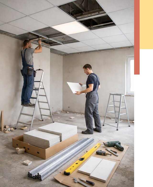 Монтаж потолка армстронг в Дивногорске от 4550 руб/м2 — быстрая установка под ключ | ОТДЕЛОЧНИК-Двн