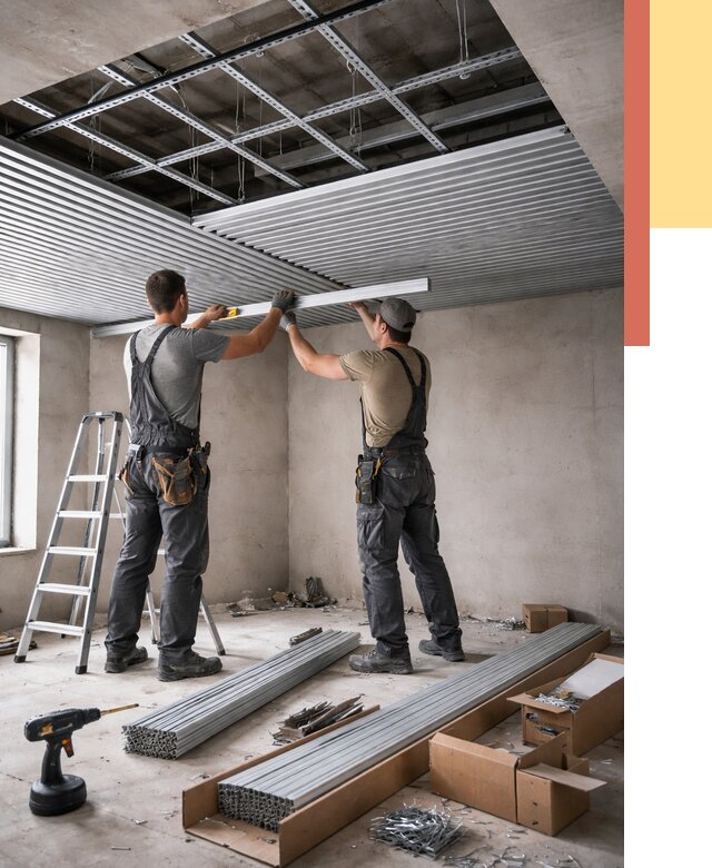 Монтаж реечного потолка в Дивногорске от 4550 руб. под ключ | ОТДЕЛОЧНИК-Двн