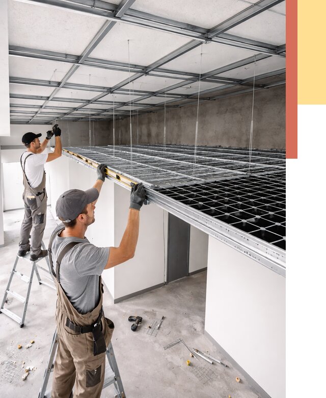 Монтаж потолка грильято в Дивногорске от 455 руб./м² — быстрая сборка под ключ | ОТДЕЛОЧНИК-Двн