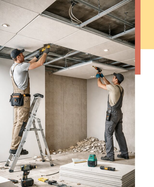 Монтаж акустического потолка в Дивногорске от 6572 руб/м2 — быстро и недорого | ОТДЕЛОЧНИК-Двн